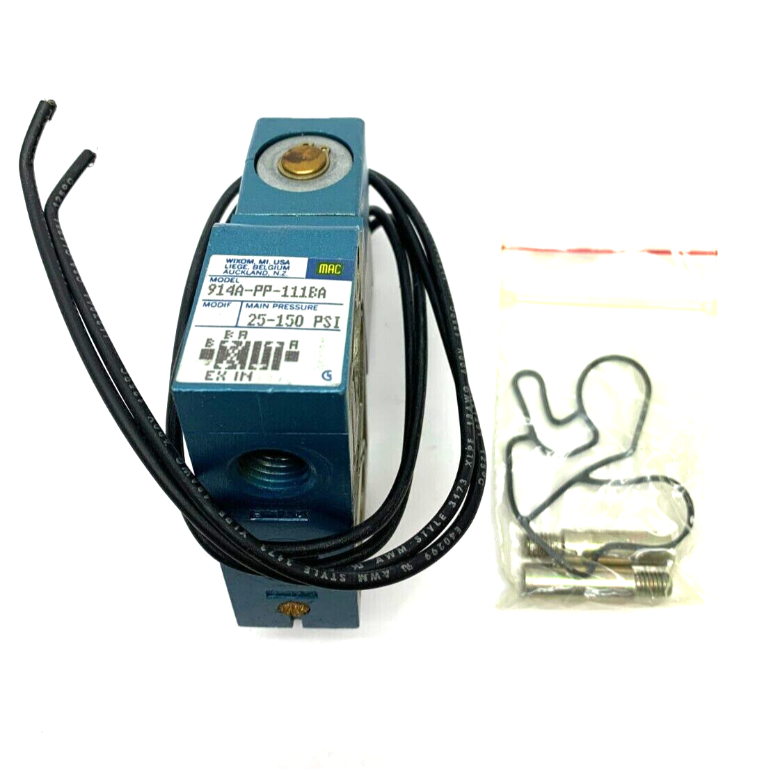 MAC Valves 914A-PP-111BA Solenoid Valve w/ Gasket 25-150 PSI - Maverick Industrial Sales
