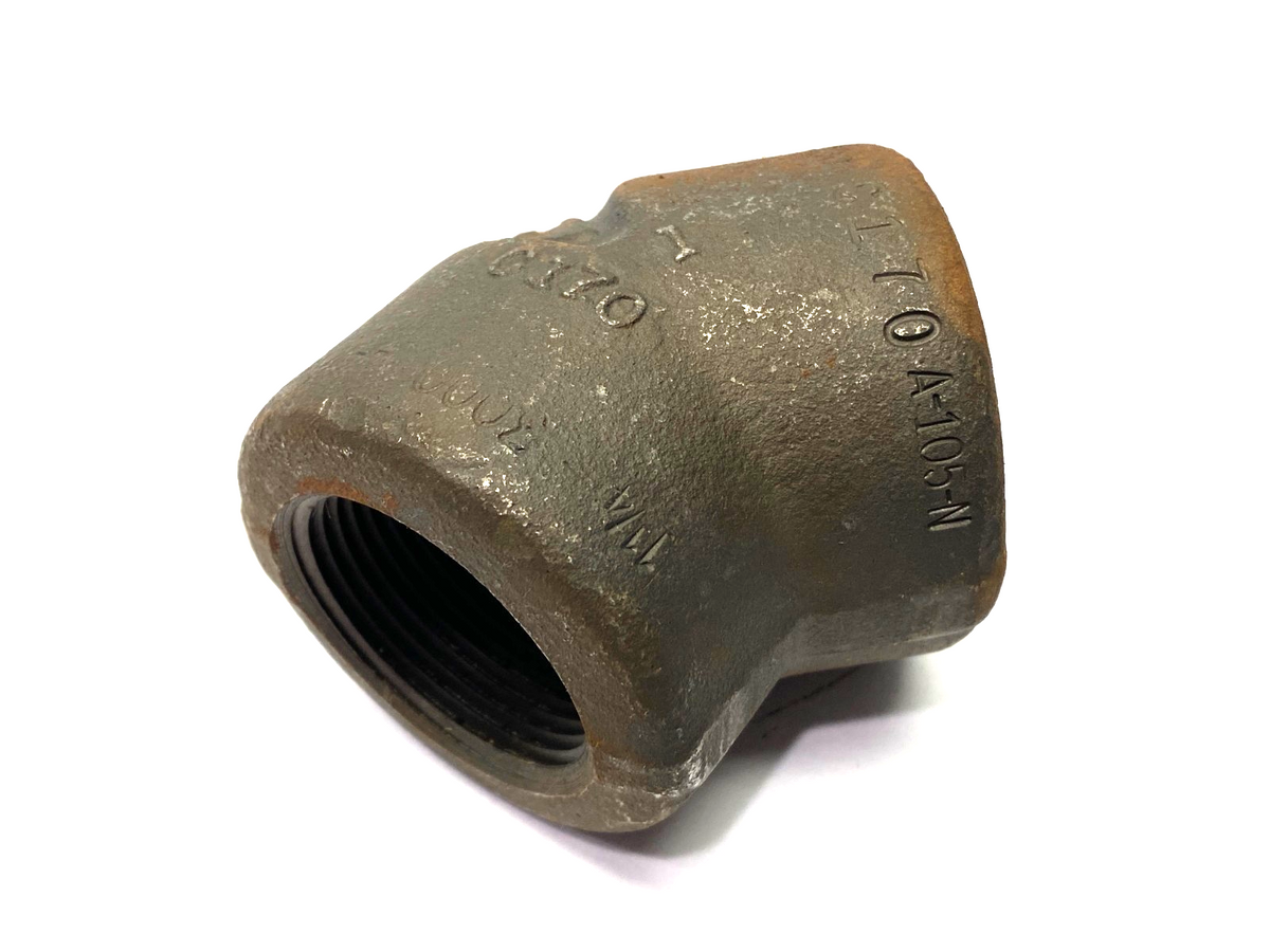 Threaded 45° Female Elbow 1-1/4", Forged Steel, Class 3000, A105 - Maverick Industrial Sales