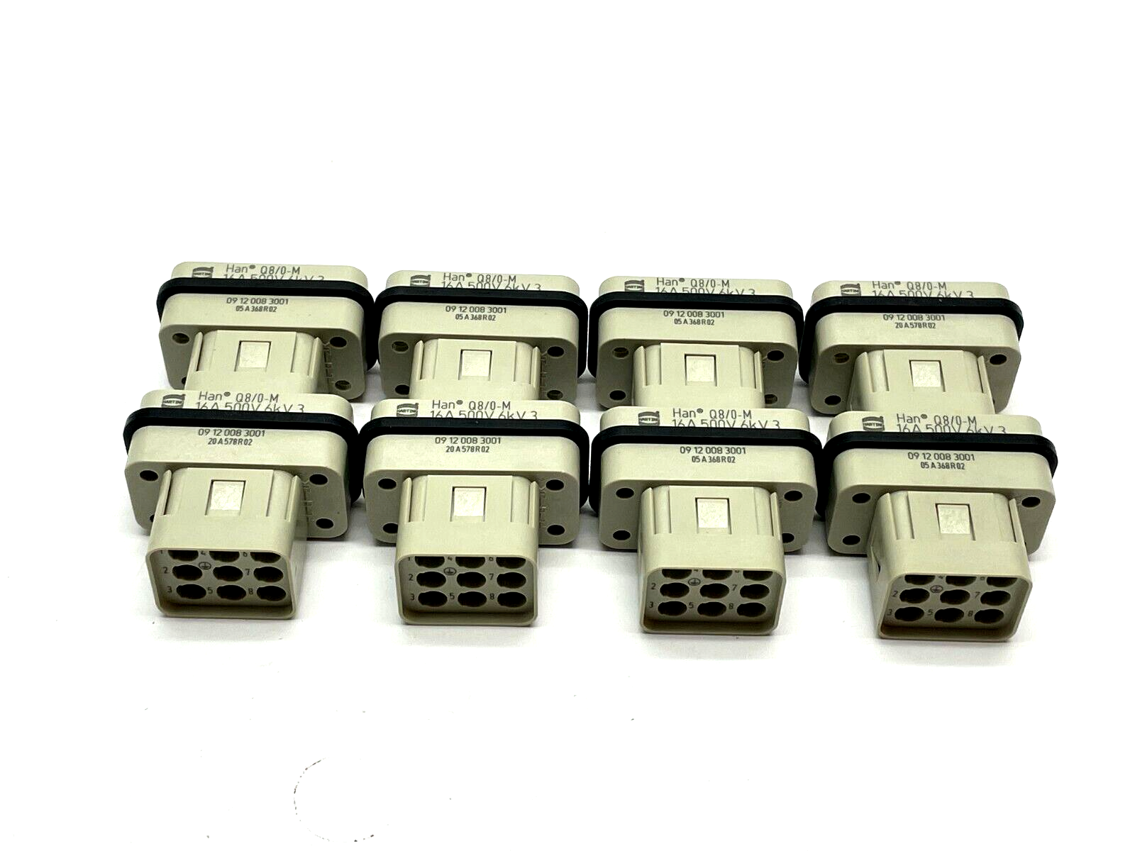 Harting Han Q 8/0 STI-C Heavy Duty Power Connector 09 12 008 3001 LOT OF 8 - Maverick Industrial Sales