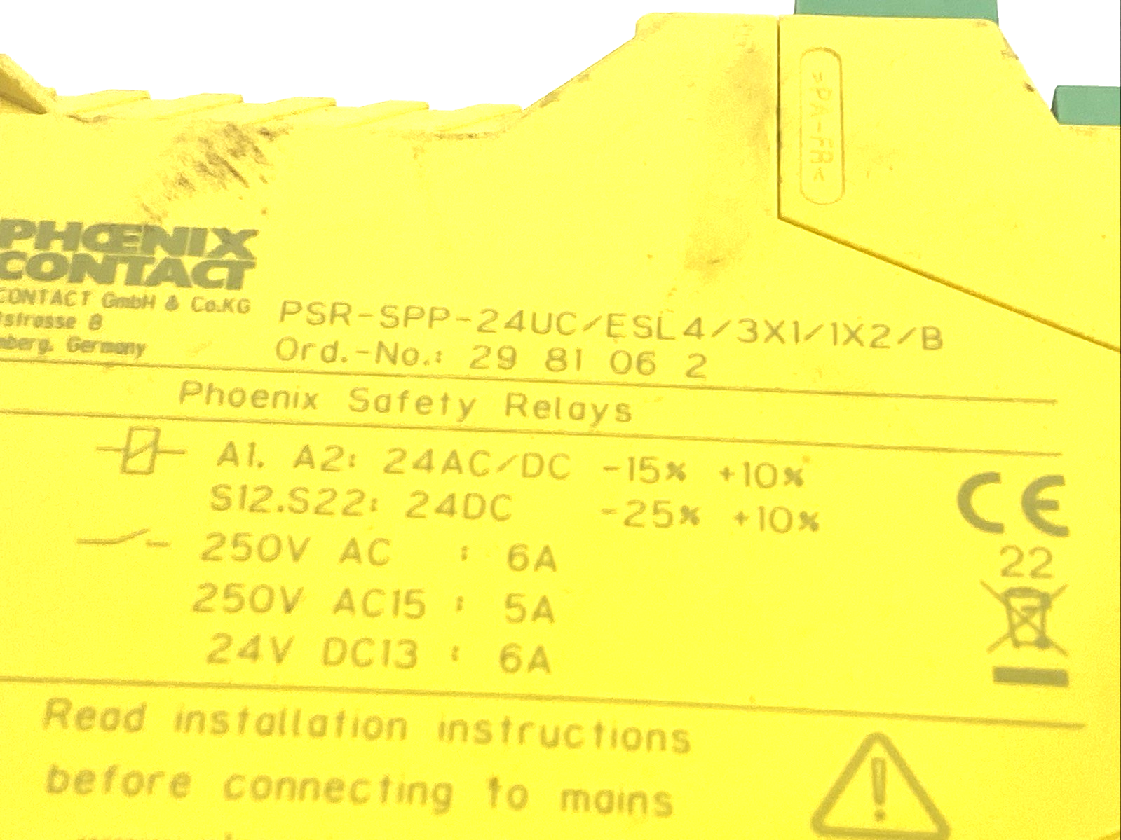 Phoenix Contact PSR-SPP-24UC/ESL4/3X1/1X2/B Safety Relay 2981062 - Maverick Industrial Sales