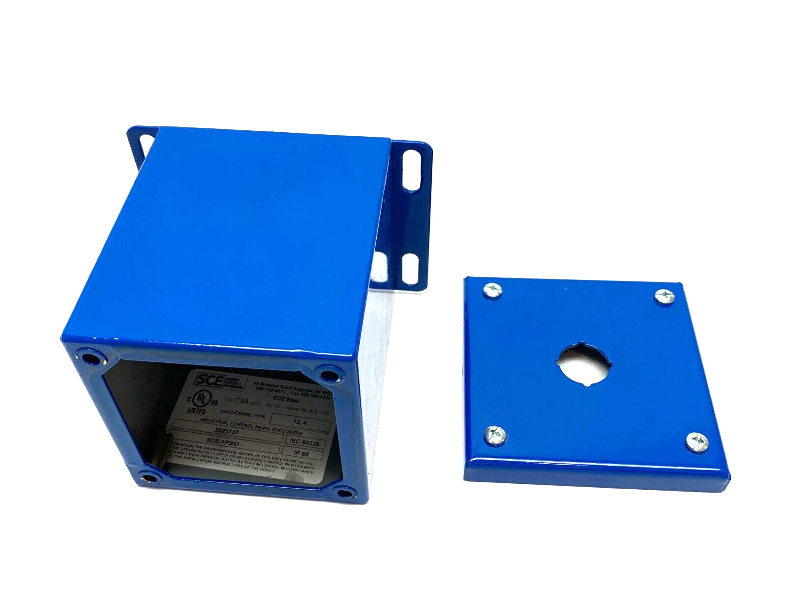 Saginaw Control & Engineering SCE-1PBXI Pushbutton Enclosure 4" x 4" Blue Steel - Maverick Industrial Sales