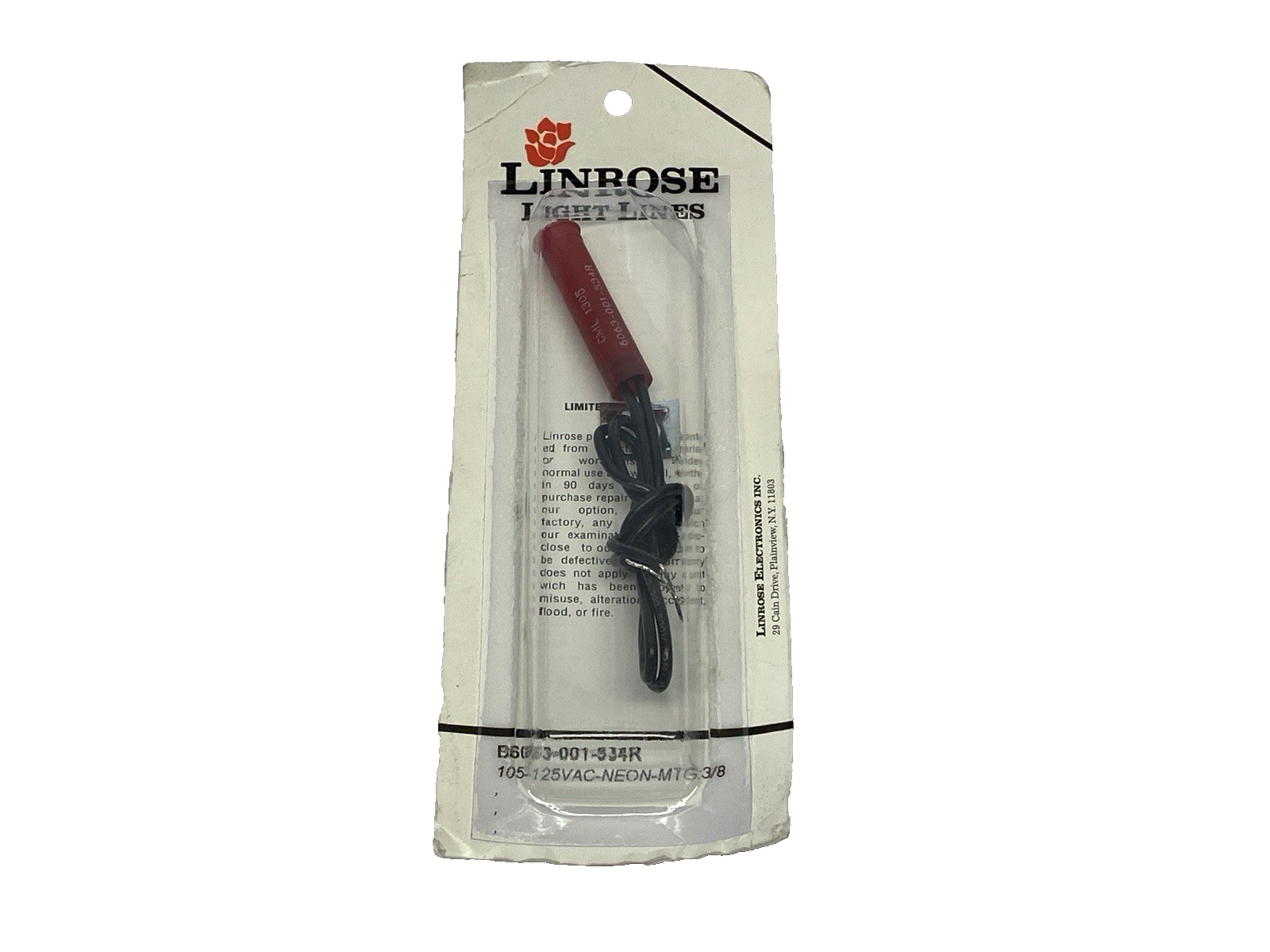 Linrose B6063-001-534R Red Indicator Neon Light 105-125VAC - Maverick Industrial Sales