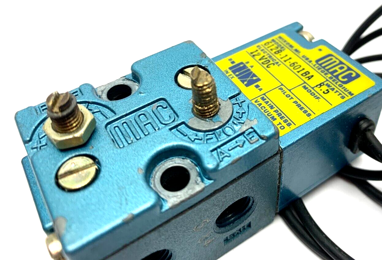 Mac Valves 612B-11-601BA Solenoid Valve 12VDC 8.5W ONE FLOW PIN BROKE - Maverick Industrial Sales