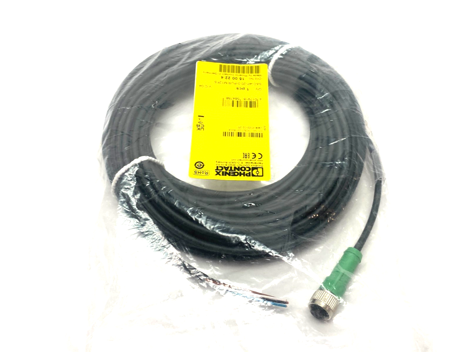 Phoenix Contact SAC-4P-20,0-PUR/M12FS Single Ended Cordset M12 4-Pos 1500224 - Maverick Industrial Sales