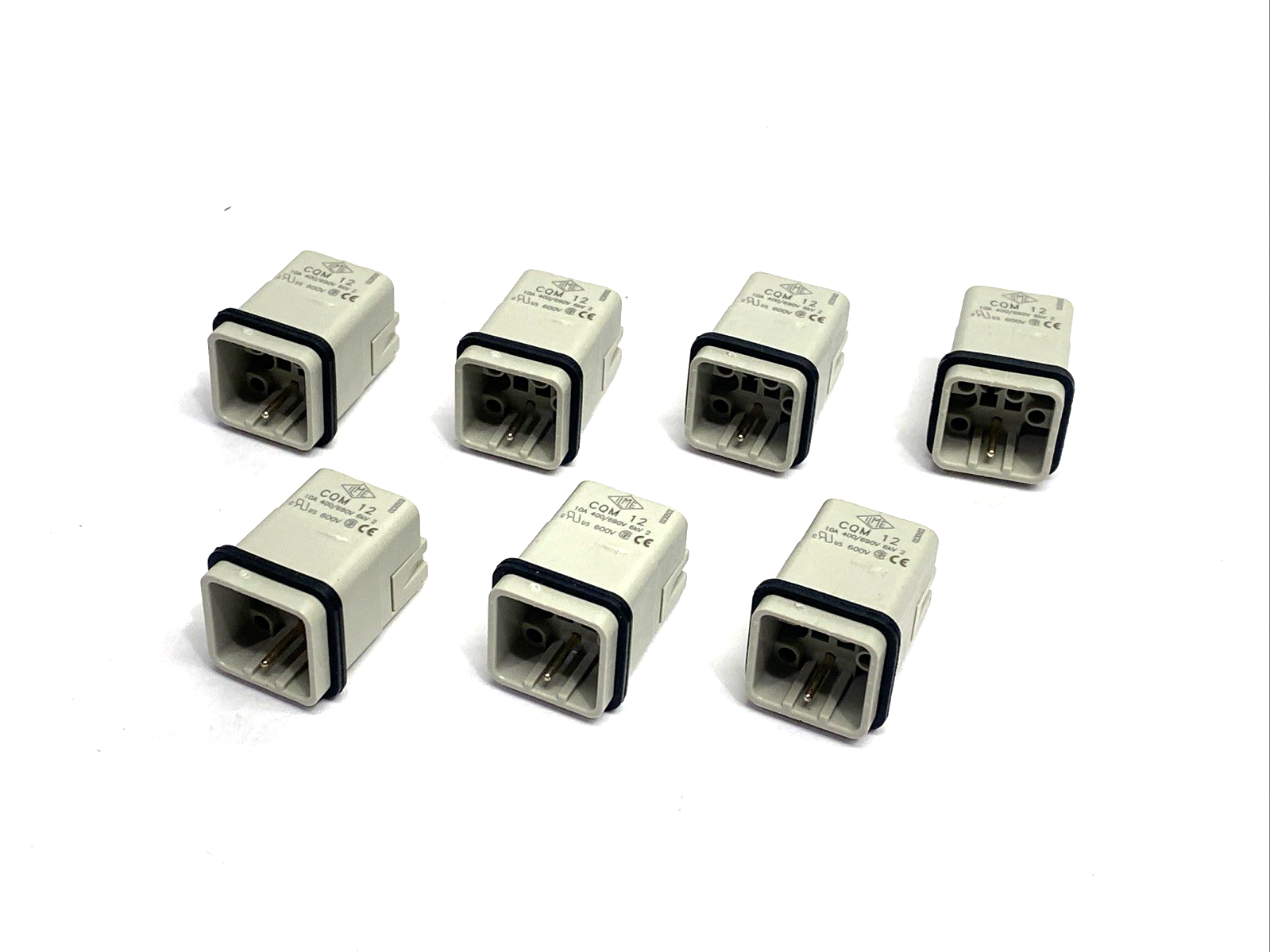 CQM-12,CQM 12 | ILME CQM 12 Male Crimp Connector Insert 12 Pole + PE, 10A, Mencom CQM-12 7-PK - New – Open box - Maverick Industrial Sales