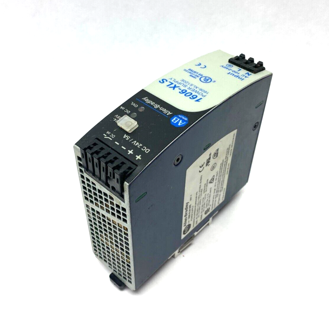 Allen Bradley 1606-XLS120E Ser. A Single Phase Power Supply 24VDC 5A BROKEN CLIP - Maverick Industrial Sales