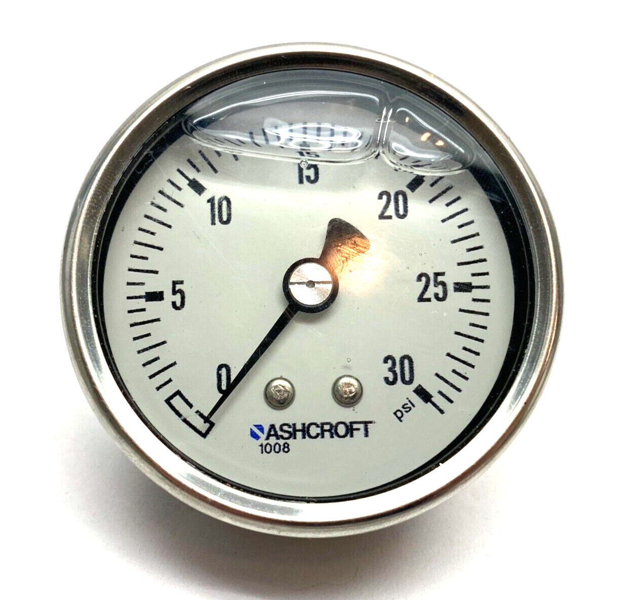 Ashcroft 1008 Series Pressure Gauge 0-30psi 1/4" NPT Center Back Mount Thread - Maverick Industrial Sales