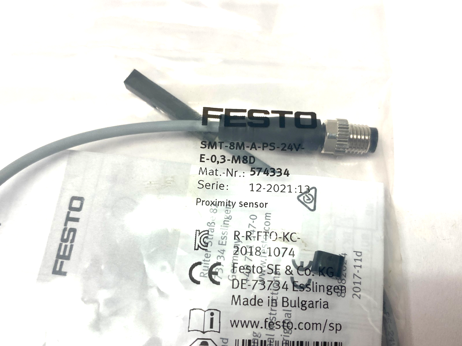 Festo SMT-8M-A-PS-24V-E-0,3-M8D Proximity Sensor M8 3-Pin PNP 574334 - Maverick Industrial Sales