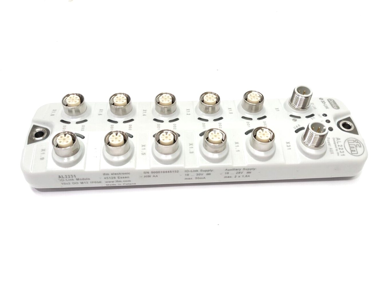 ifm AL2231 IO-Link Compact Line Module, IO-Link Module 10x2 DO M12 IP69K - Maverick Industrial Sales