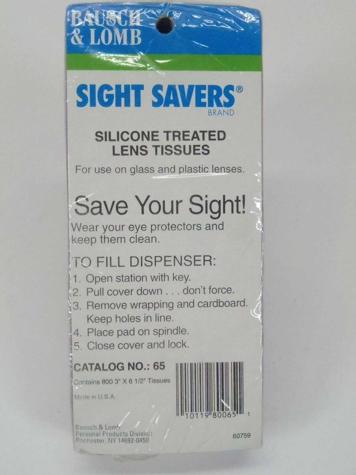 Bausch & Lomb 65 Sight Savers Silicone Treated Lens Tissues 3" X 6-1/2" 800/pkg - Maverick Industrial Sales