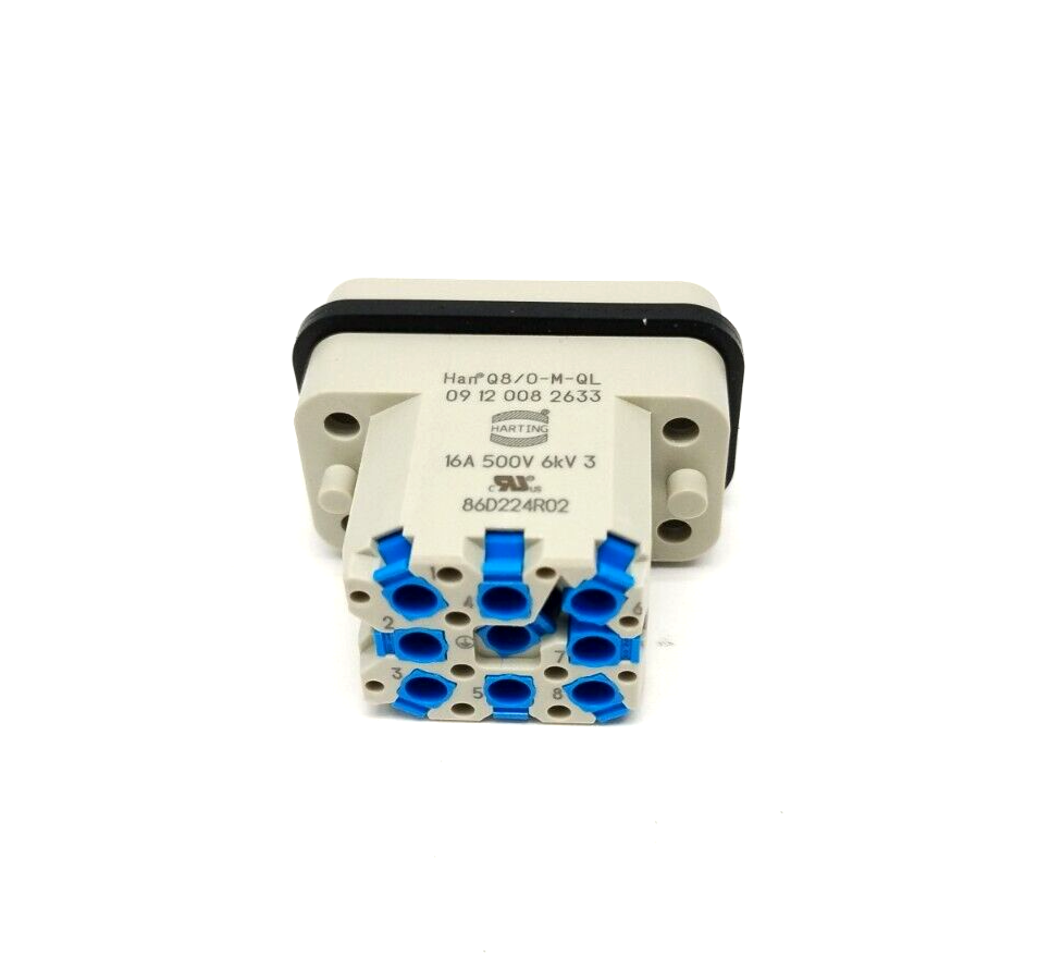 Harting Han Q8/0-M-QL Han-Quick Lock Male Connector Insert 09120082633 10 PACK - Maverick Industrial Sales