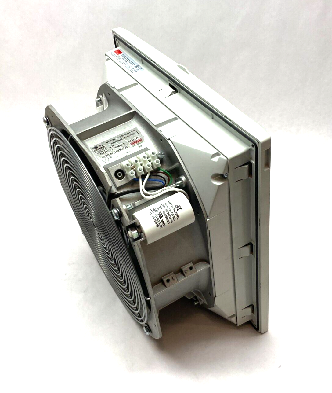 Hoffman HF1316424 Side Mount Filter Fan Thermally Protected 115V 484CFM Lt Gray - Maverick Industrial Sales