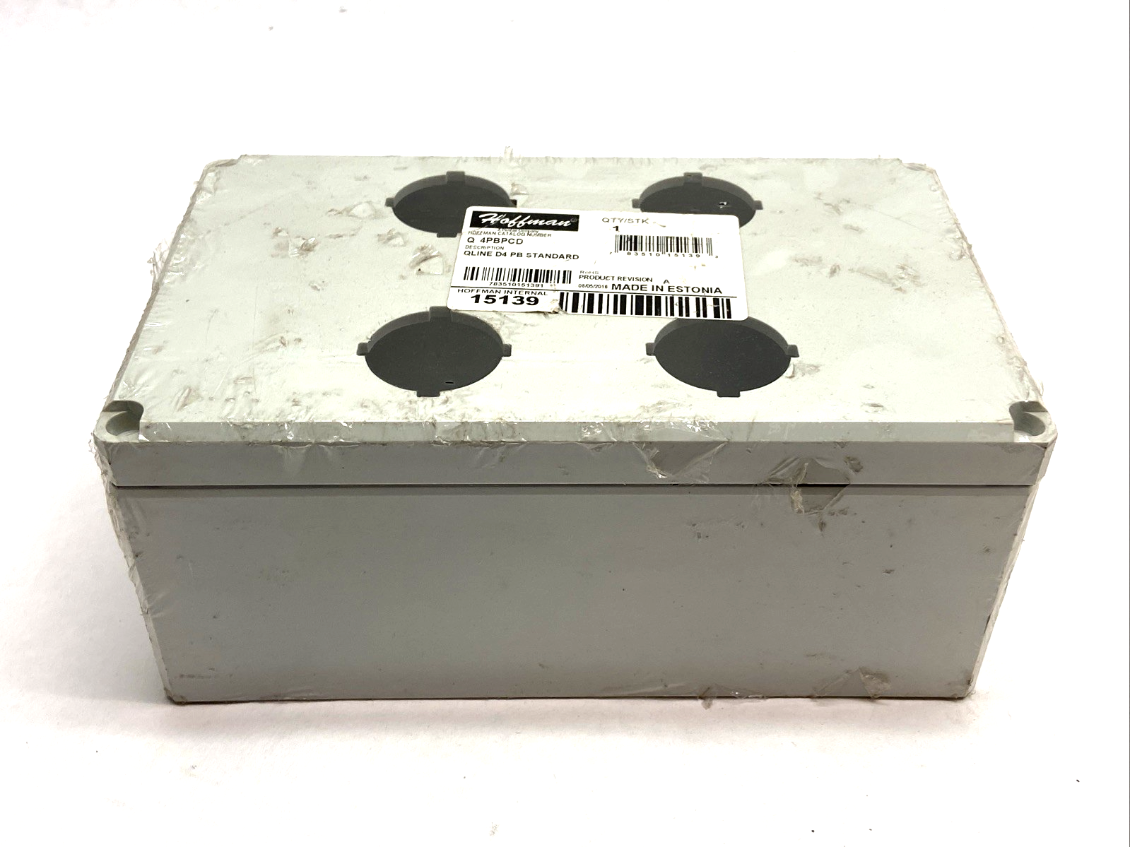 Hoffman Q4PBPCD QLine D Pushbutton Enclosure Type 4X 4PBx30.5mm Light Gray - Maverick Industrial Sales