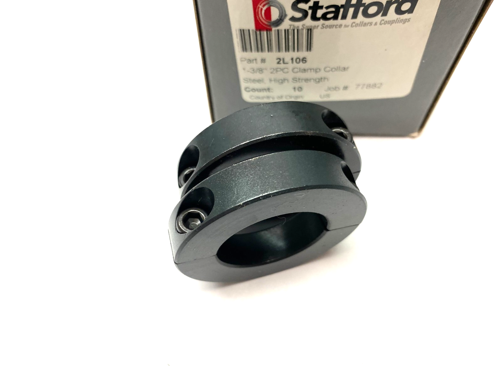 Stafford 2L106 2-Piece Clamping Collar 1-3/8" Steel, High Strength, BOX OF 2 - Maverick Industrial Sales