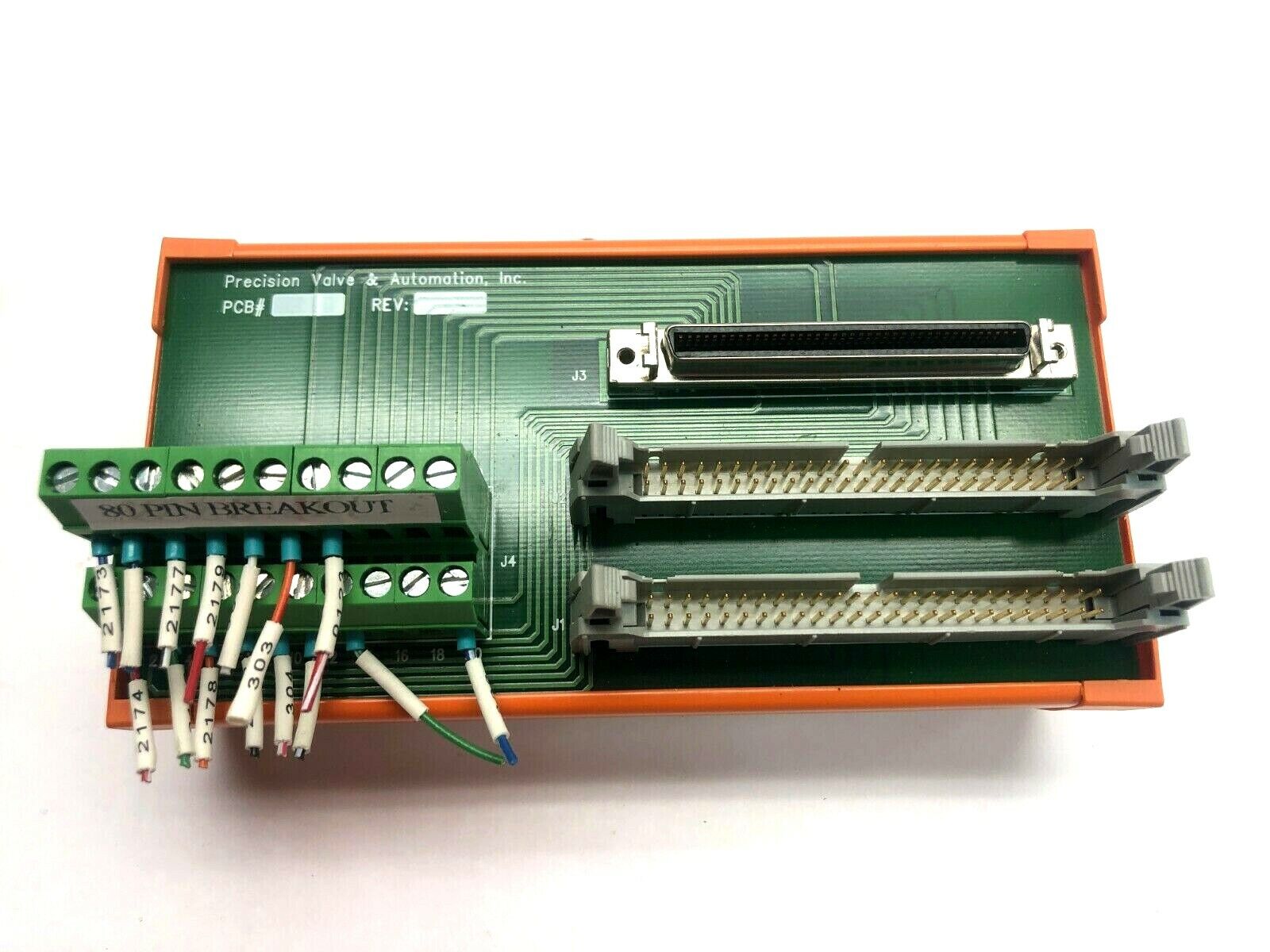 Precision Valve & Automation 20 Contact 80 Pin Breakout Module DIN Rail Mount - Used - Maverick Industrial Sales