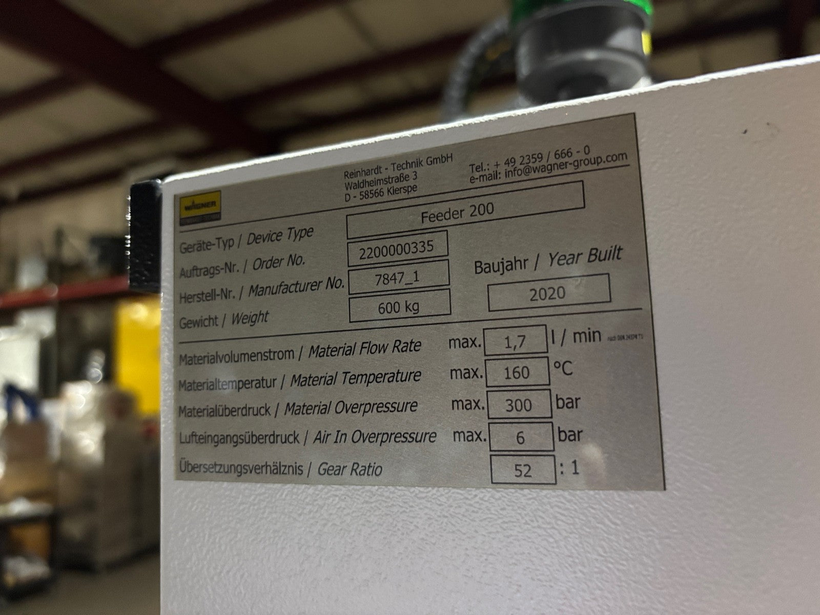 Wagner Reinhardt-Technic Feeder 200 Drum Dispensing System Feeder, 2020 - Maverick Industrial Sales