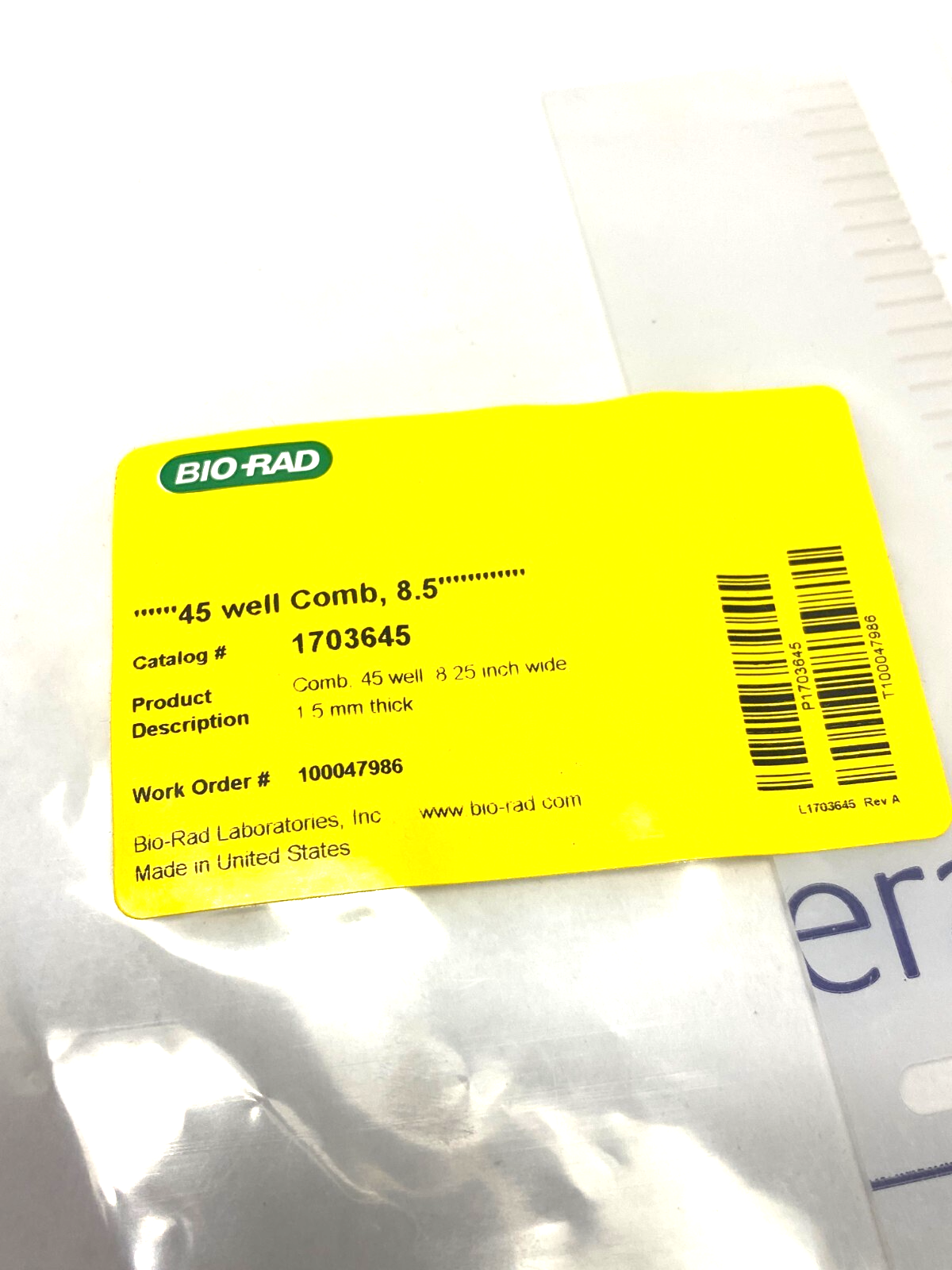 Bio-Rad 1703645 Pulsed Field Electrophoresis Comb 45-Well 1.5mm for CHEF System - Maverick Industrial Sales