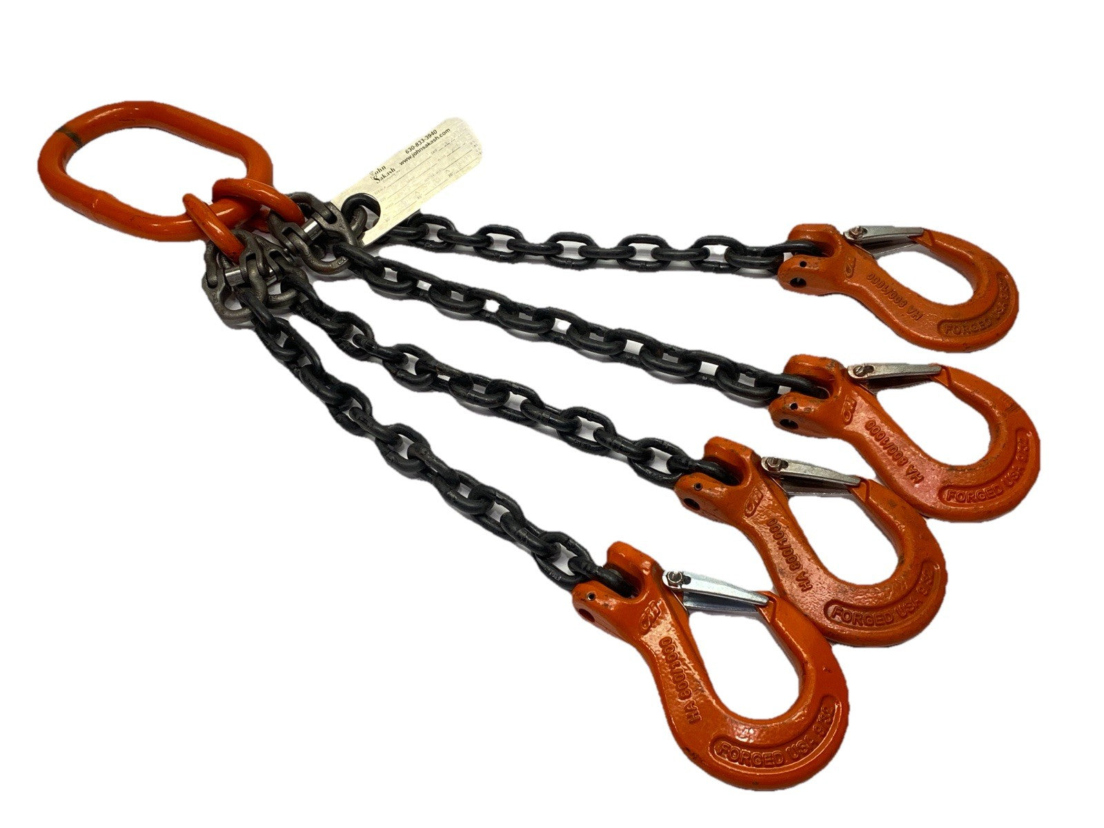 John Sakash 4-Leg Chain Sling 9/32 Hooks 4-QOS Grade 80 - Maverick Industrial Sales