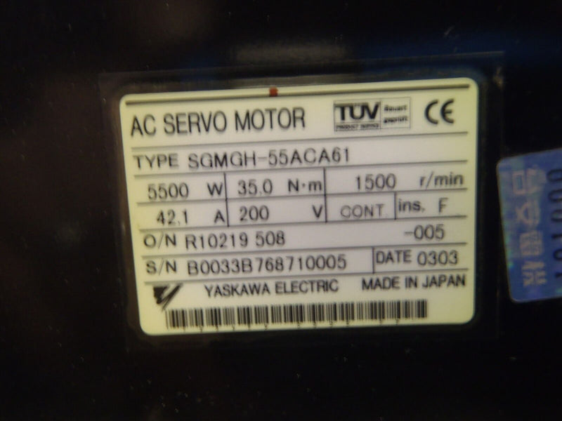 Yaskawa SGMGH-55ACA61 AC Servo Motor 0.45kW to 15kW 1,500 RPM - Maverick Industrial Sales