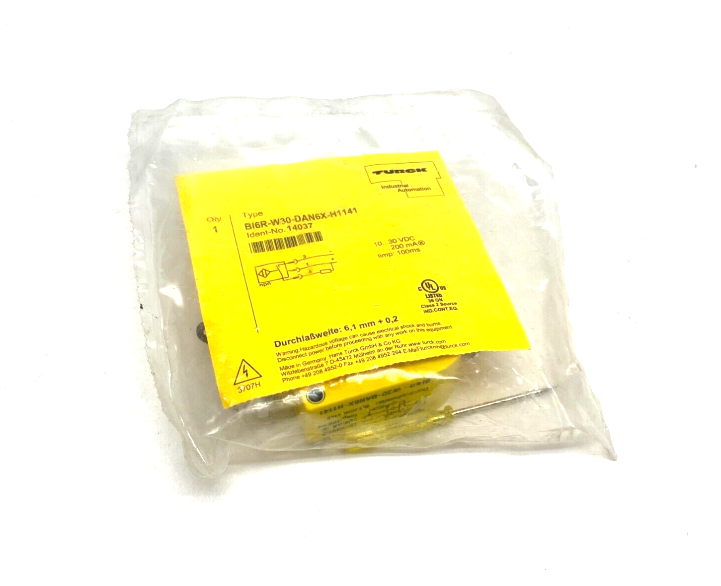 Turck Bi6R-W30-DAN6X-H1141 Inductive Ring Sensor 10-30VDC 14037 - Maverick Industrial Sales