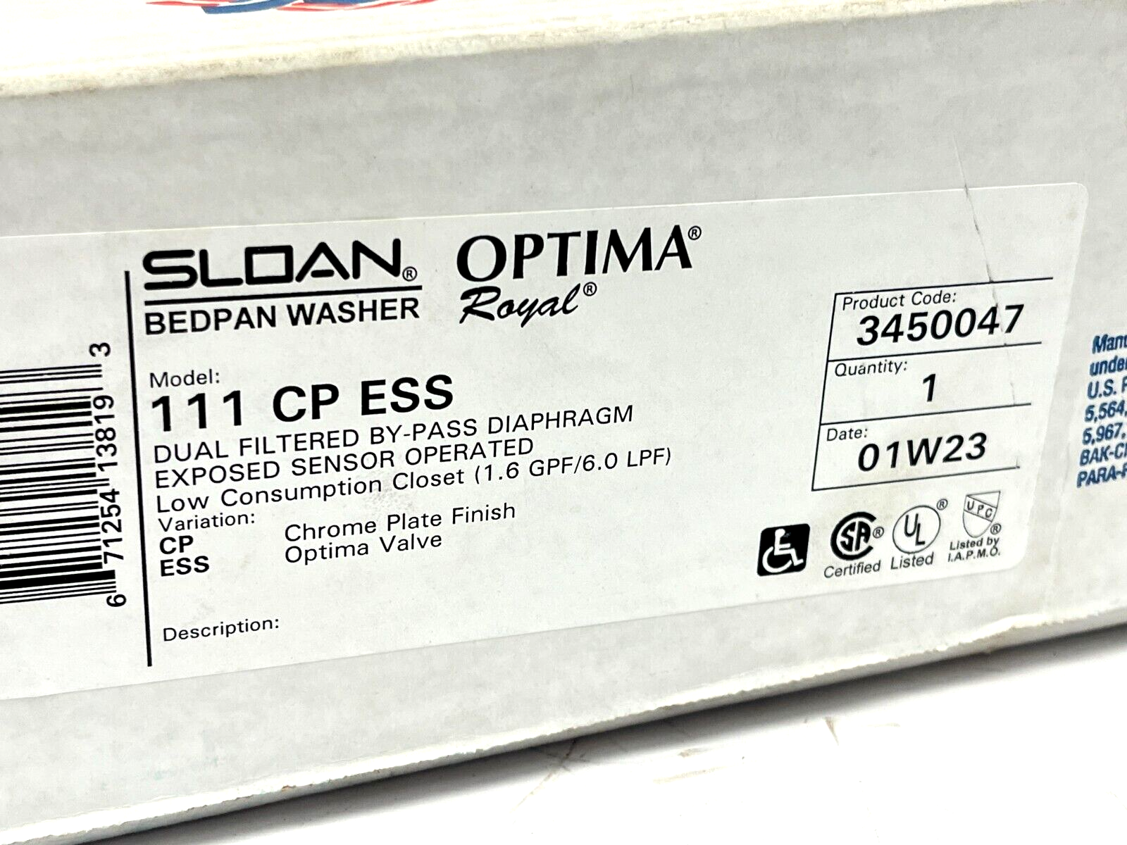 Sloan 3450047 Model 11 CP ESS Incomplete Part Set - Maverick Industrial Sales