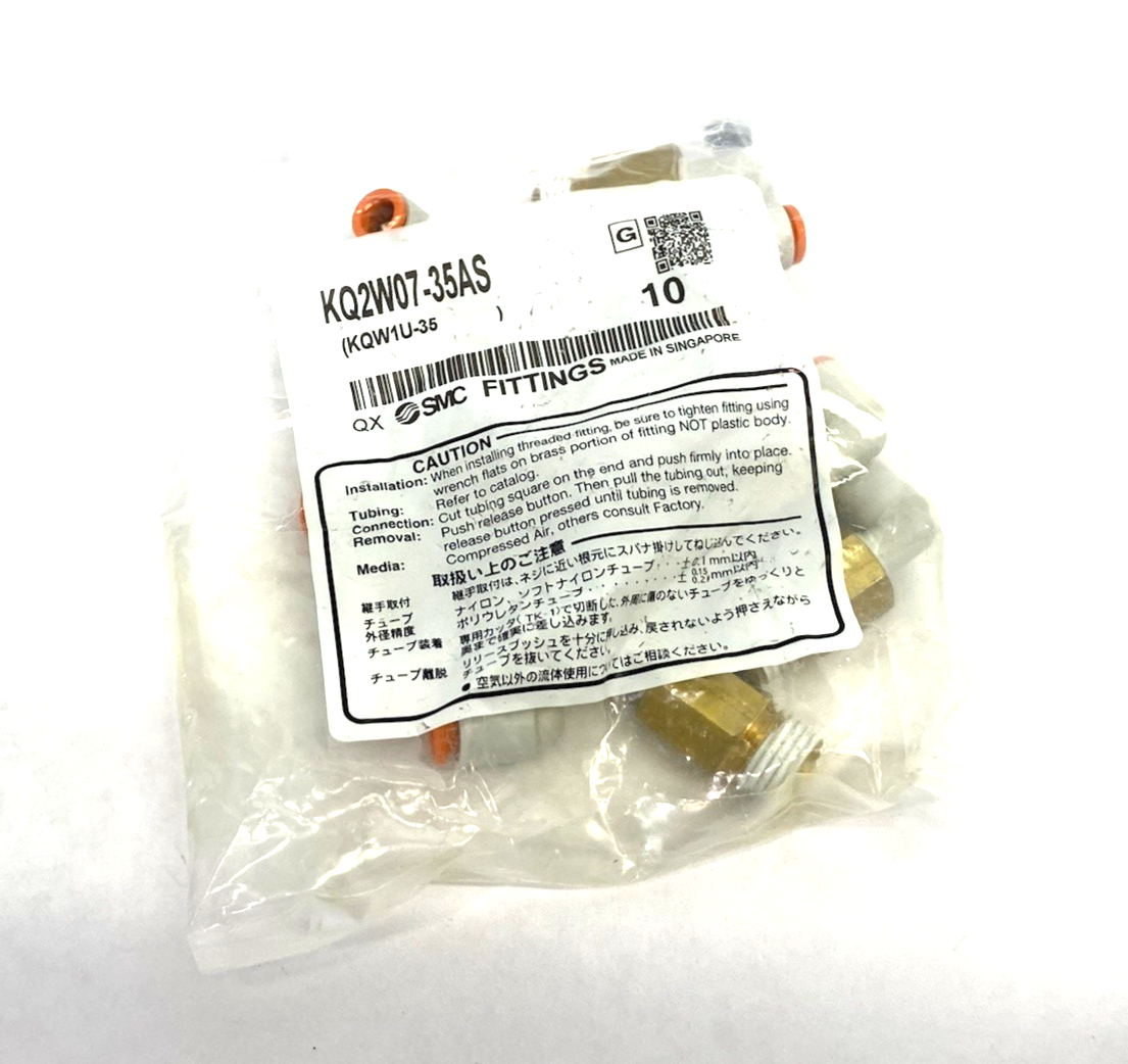 KQ2W07-34AS | SMC One-Touch Extended Male Elbow Fitting, 1/4" Tube OD, 10-PACK - New - Maverick Industrial Sales