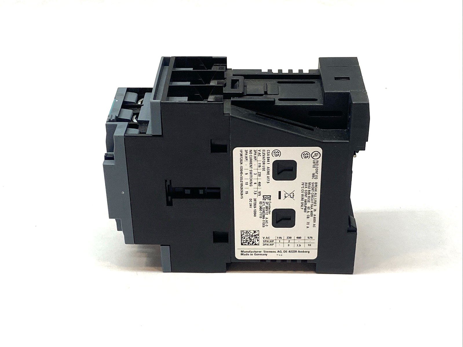 3RT2024-1DB40 | Siemens SIRIUS Power Contactor 3-Pole 12A AC-3 / AC-3e - Used - Maverick Industrial Sales