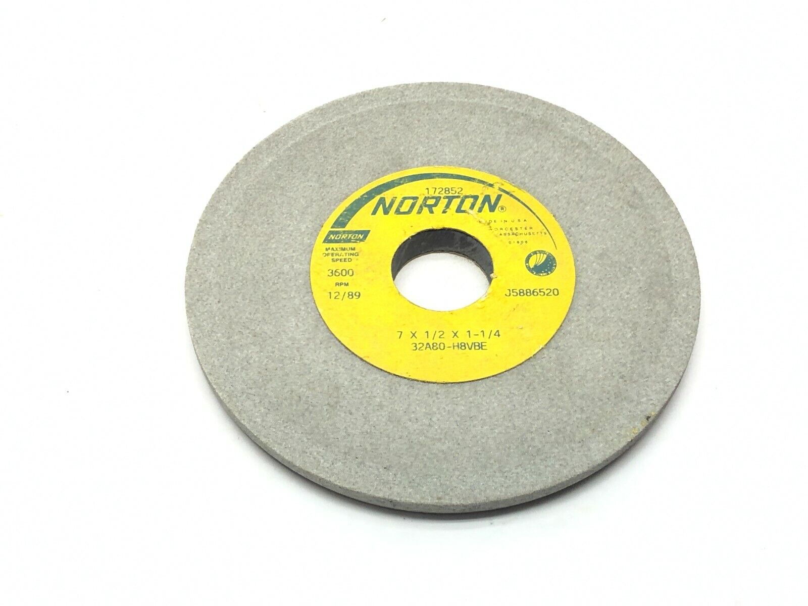 Norton 32A80-H8VBE Grinding Wheels 1-1/4" Bore 3600 RPM LOT OF 2 - Maverick Industrial Sales