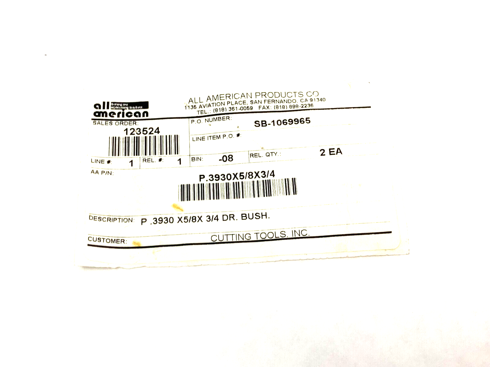 P.3930X5/8X3/4 | All American Drill Bushing .3930 x 5/8 x 3/4 - New Other - Maverick Industrial Sales