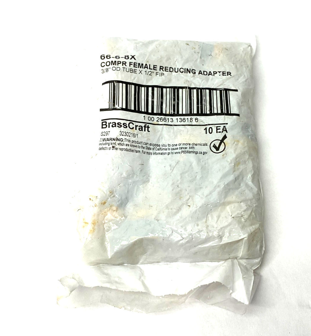 BrassCraft 66-6-8X Compression Female Reducing Adapter 3/8" x 1/2" PKG OF 10 - Maverick Industrial Sales