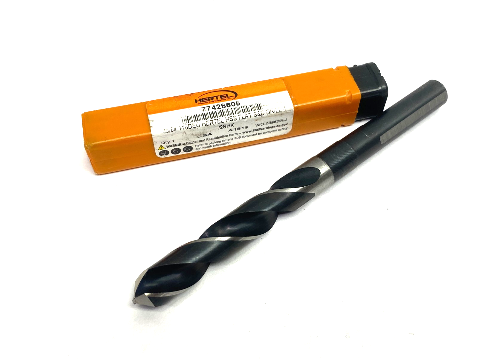 Hertel 77428605 Reduced Shank Drill Bit: 35/64'' Dia, 1/2'' Shank Dia, 118 ° HSS - New - Maverick Industrial Sales