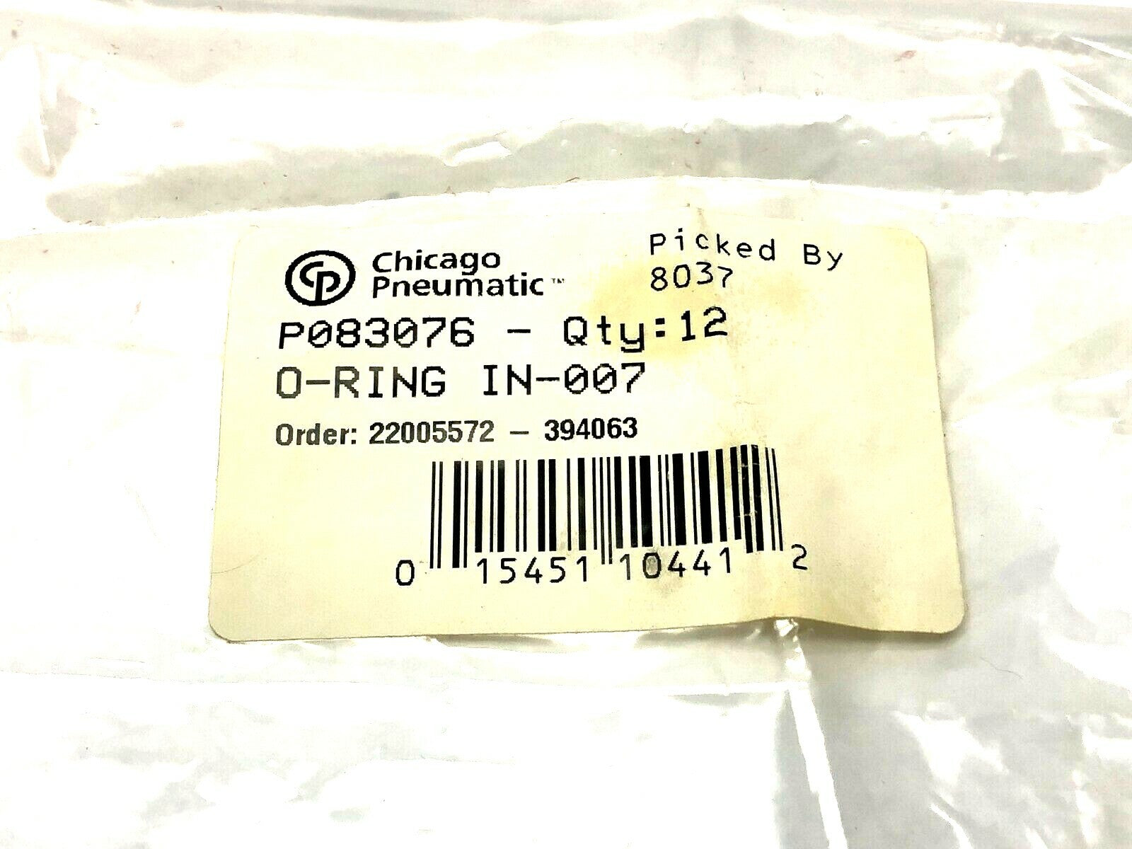 Chicago Pneumatic P083076 O-Rings IN-007 LOT OF 12 - Maverick Industrial Sales