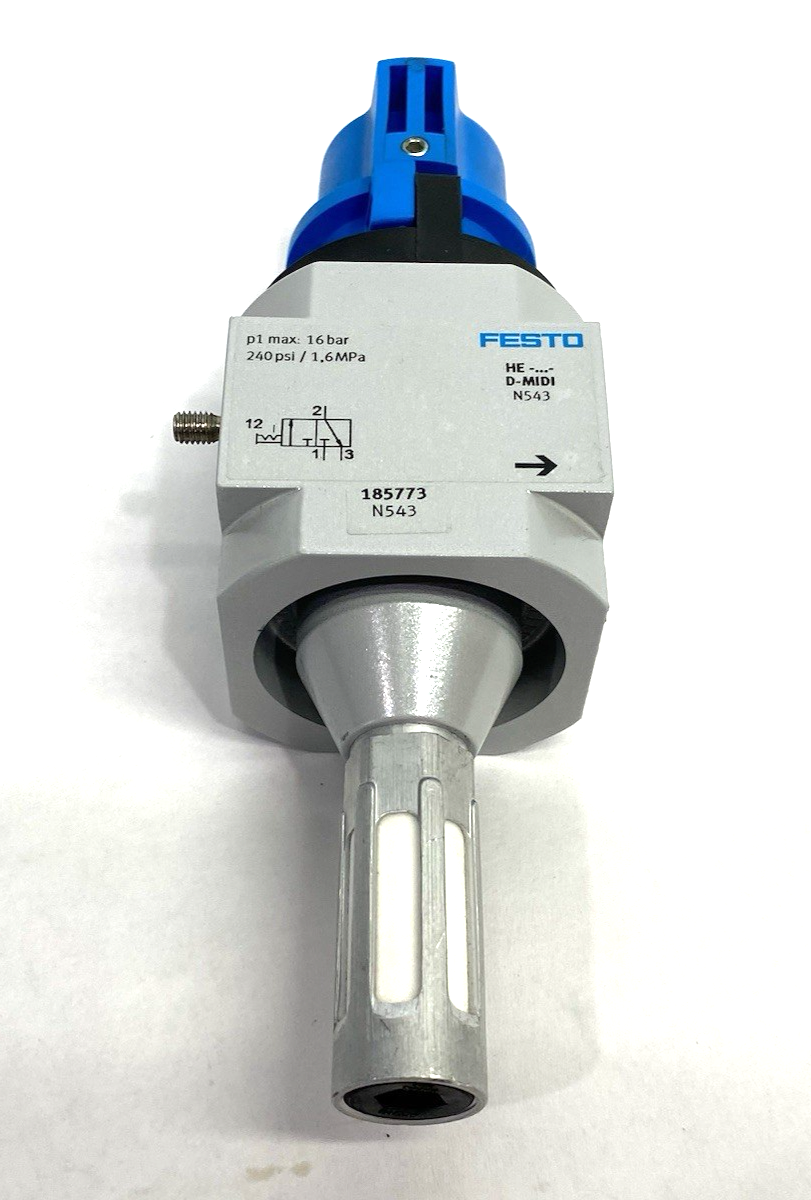 HE-D-MINI | Festo Manual On/Off Valve, Piston Gate, 3/2 Bistable 170681 - Used - Maverick Industrial Sales