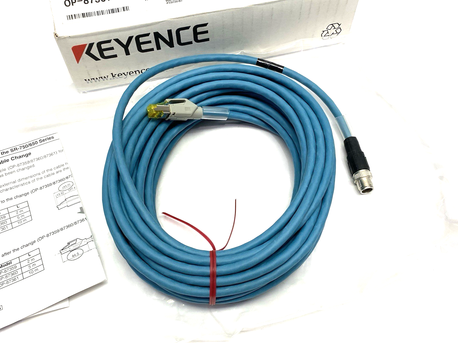 | Keyence OP-87361 Ethernet Connection Cable NFPA79 Compatible, 10 m - New – Open box - Maverick Industrial Sales