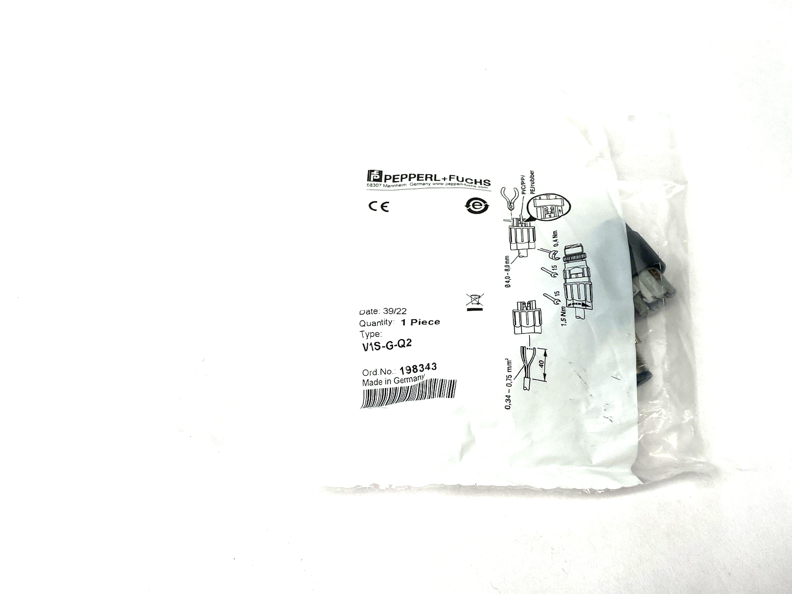 Pepperl+Fuchs VIS-G-Q2 Field Wireable Connector A-Coded M12 4-Pin 198343 - Maverick Industrial Sales