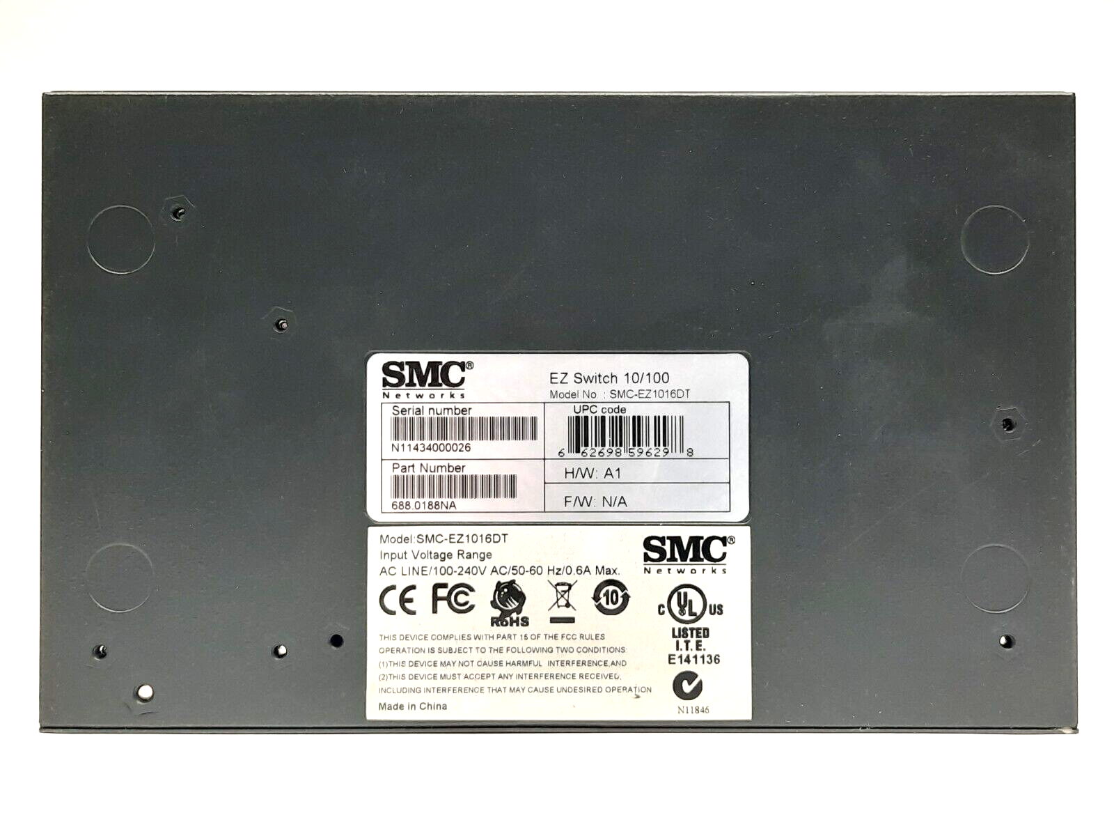 SMC-EZ1016DT | Unmanaged Fast Ethernet Switch, 16-Ports RJ-45 10/100 Mbps - Used - Maverick Industrial Sales