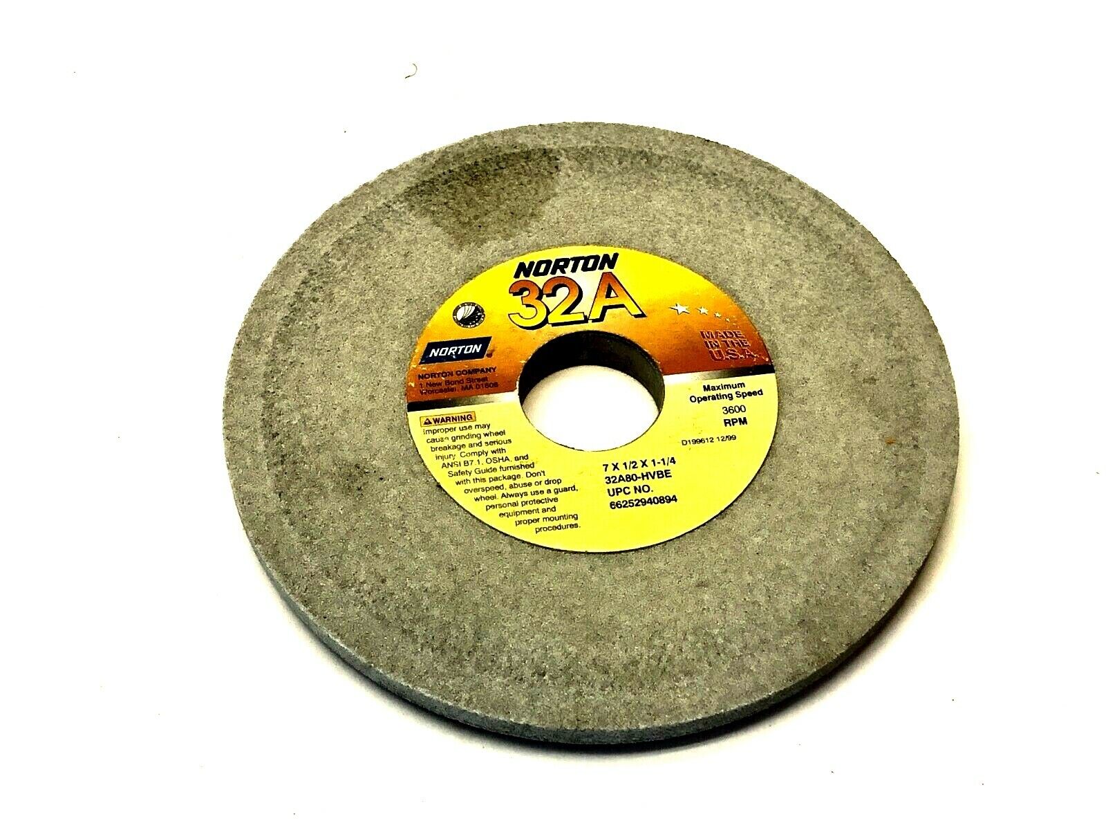 Norton 32A80-HVBE Grinding Wheels 1-1/4" Bore 3600 RPM LOT OF 3 - Maverick Industrial Sales