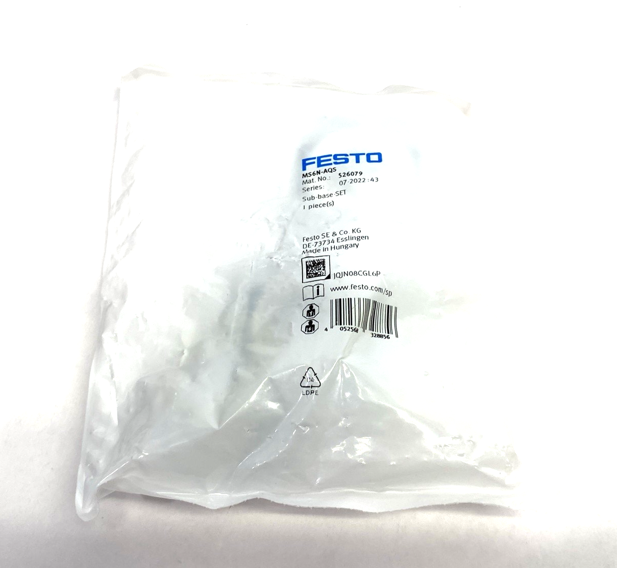 Festo MS6N-AQS Size 6 Sub-Base SET 3/4" NPT Connection 526079 - Maverick Industrial Sales
