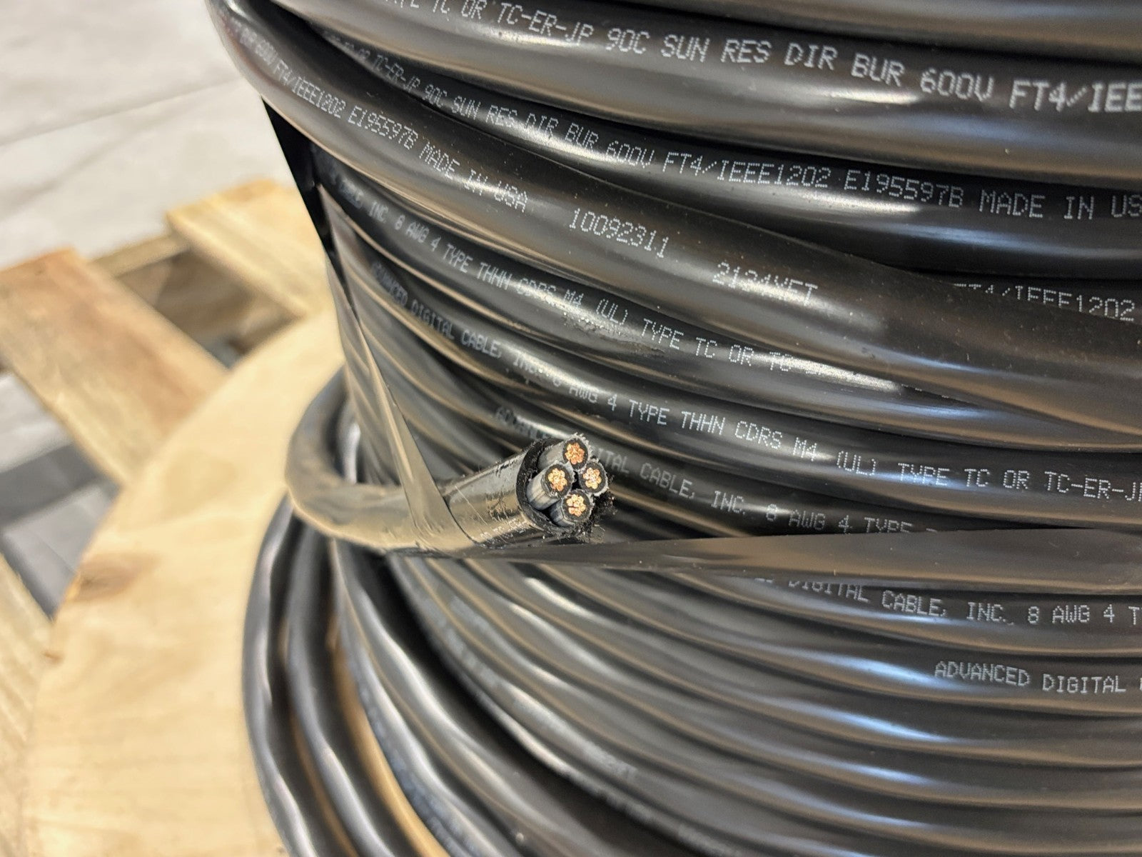 Advanced Digital Cable 3G-0804 8-4C STR BC VN Tray Cable, 8AWG 4 Conductor 425FT - Maverick Industrial Sales