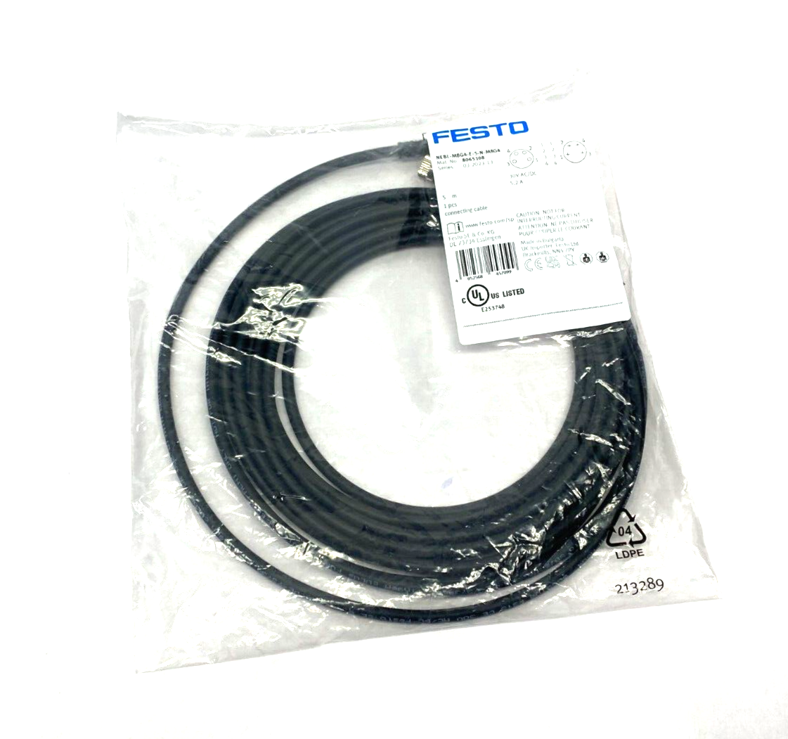 Festo NEBL-M8G4-E-5-N-M8G4 Dbl-Ended Connection Cable M8 4-Pin 5m 8065108 - Maverick Industrial Sales