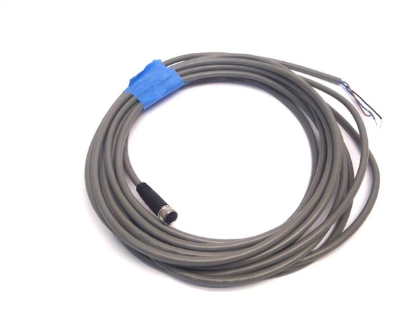 Gray 15' M8 Cordset to Flying Leads 3 Wire 300V 24AWG