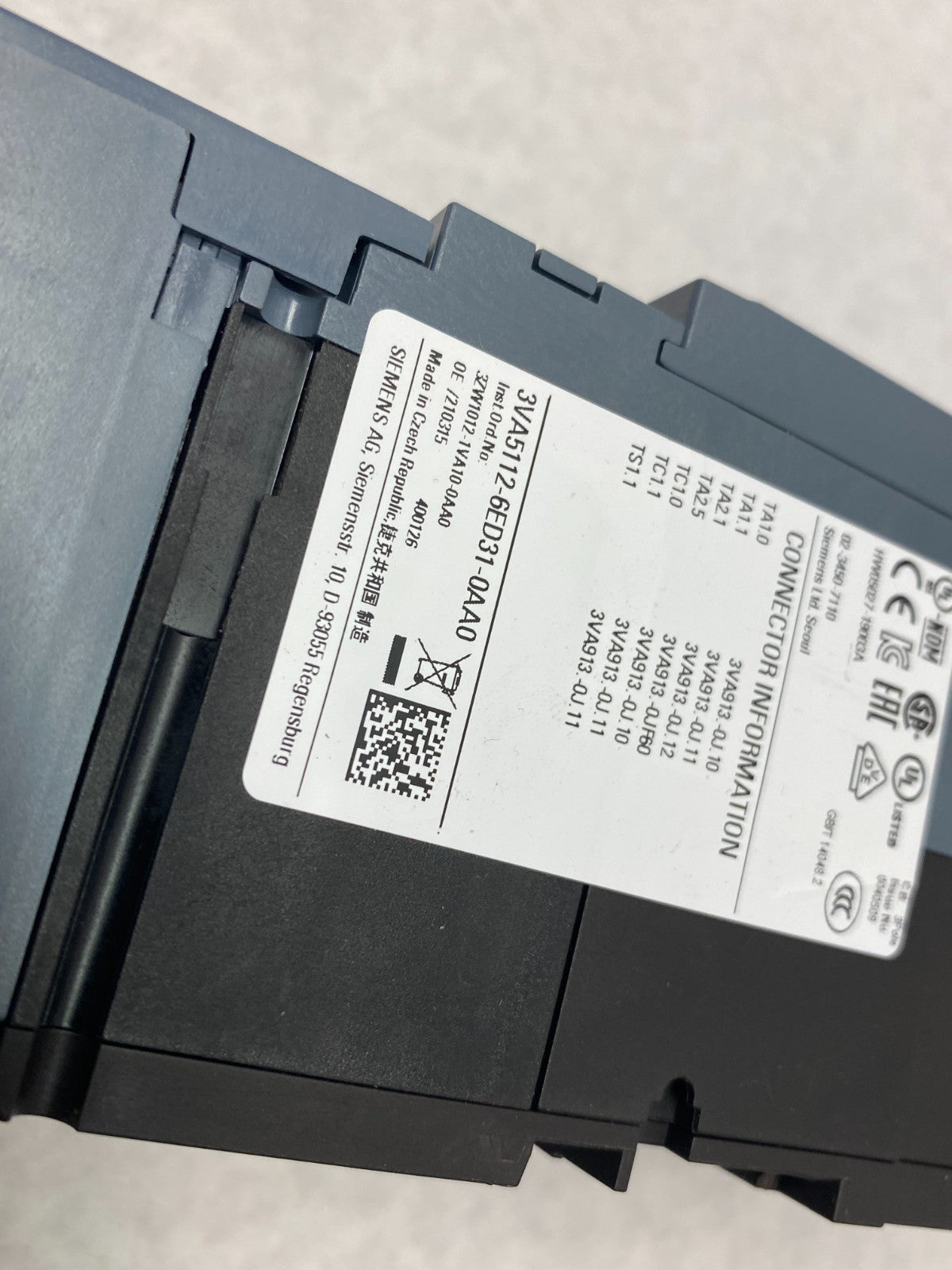 Siemens 3VA5112-6ED31-0AA0 Low-Voltage Molded Case Circuit Breaker 125A 3-Pole - Maverick Industrial Sales