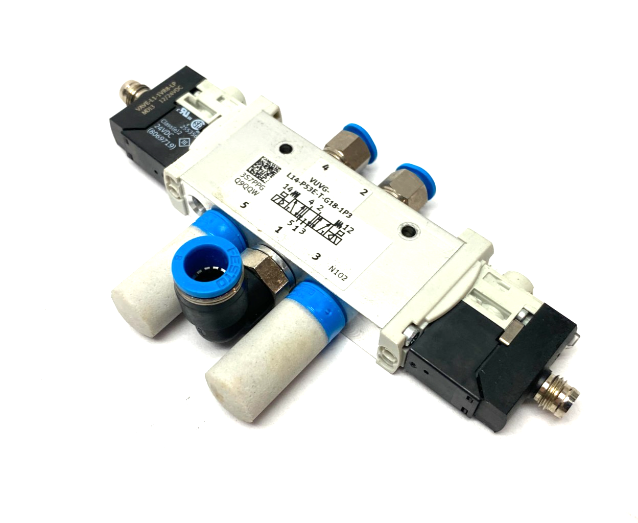 Festo VUVG-L14-P53E-T-G18-1P3 Solenoid Valve 566502 w/ VAVE-L1-1VR8-LP Sub-Bases - Maverick Industrial Sales