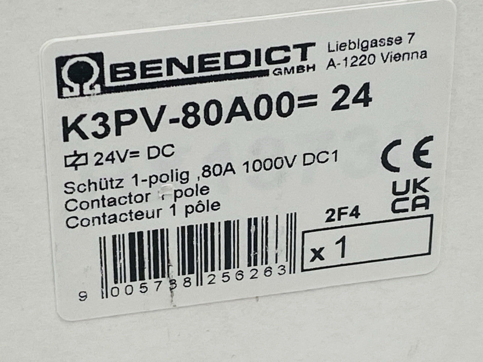 Benedict K3PV-80A00=24 Switching Contactor 24V Coil 80A 1000V - Maverick Industrial Sales