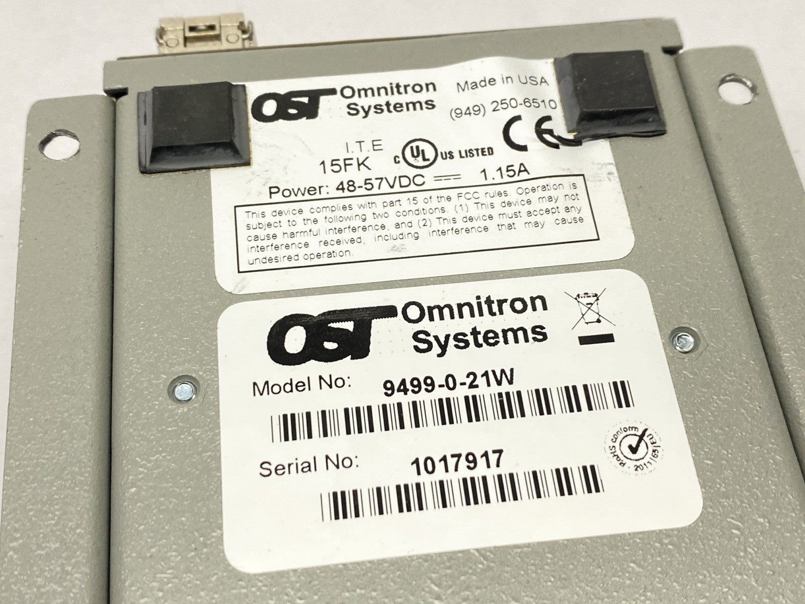 9499-0-21W | Omnitron Systems OmniConverter GPoE+/SE FIber Converter Module - Used - Maverick Industrial Sales