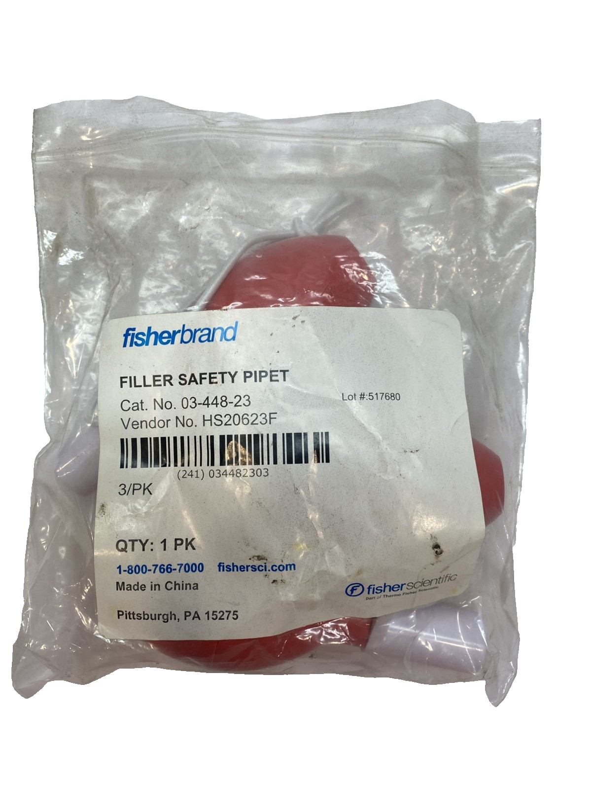 Fisher Scientific 03‑448‑23 Safety Bulb Pipet Filler 15 mL LOT OF 3 - Maverick Industrial Sales