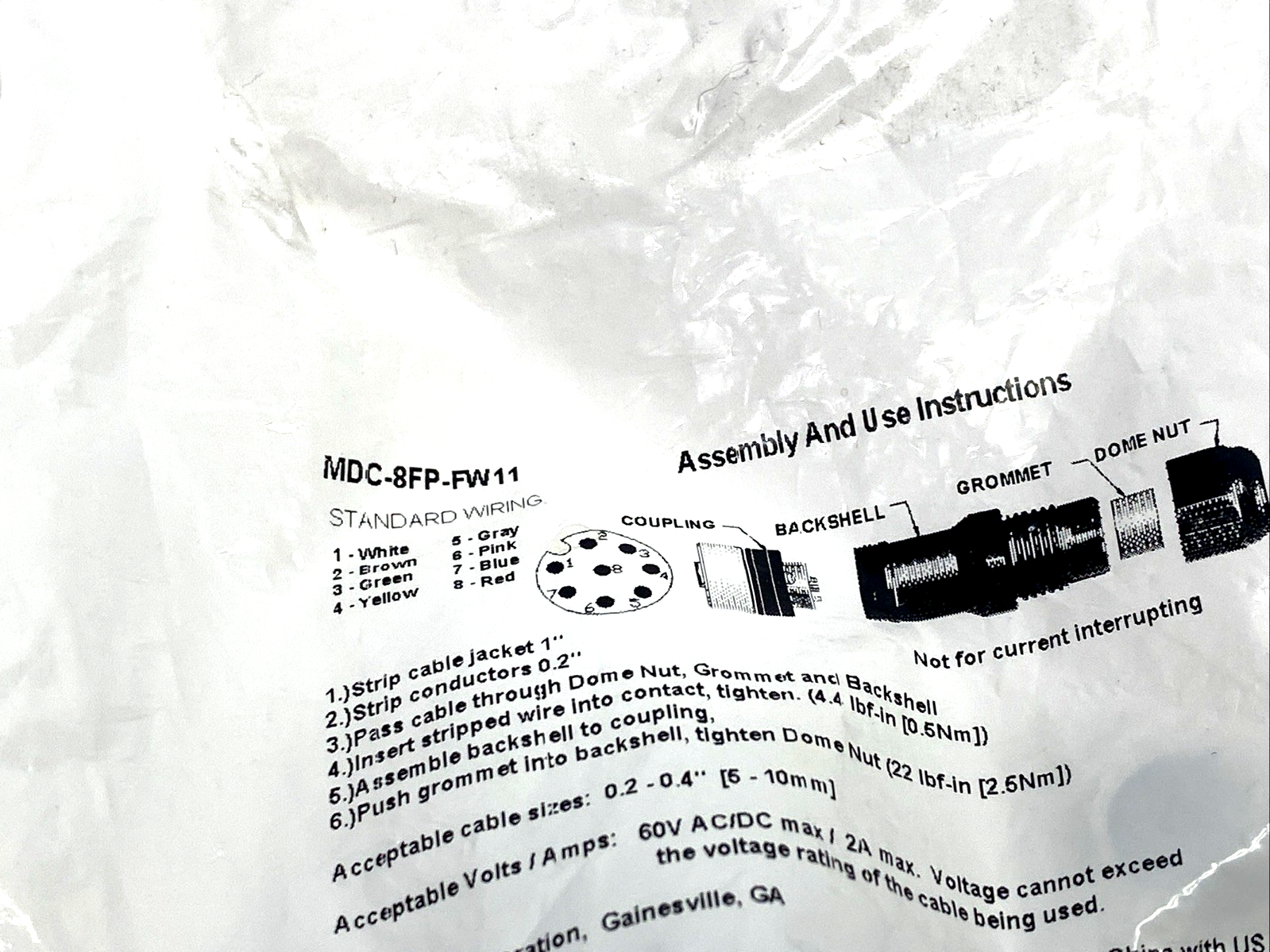 MDC-8FP-FW11 | Mencom Field Wireable Connector M12 Female 8-Pin 5-10mm PG11 - New - Maverick Industrial Sales