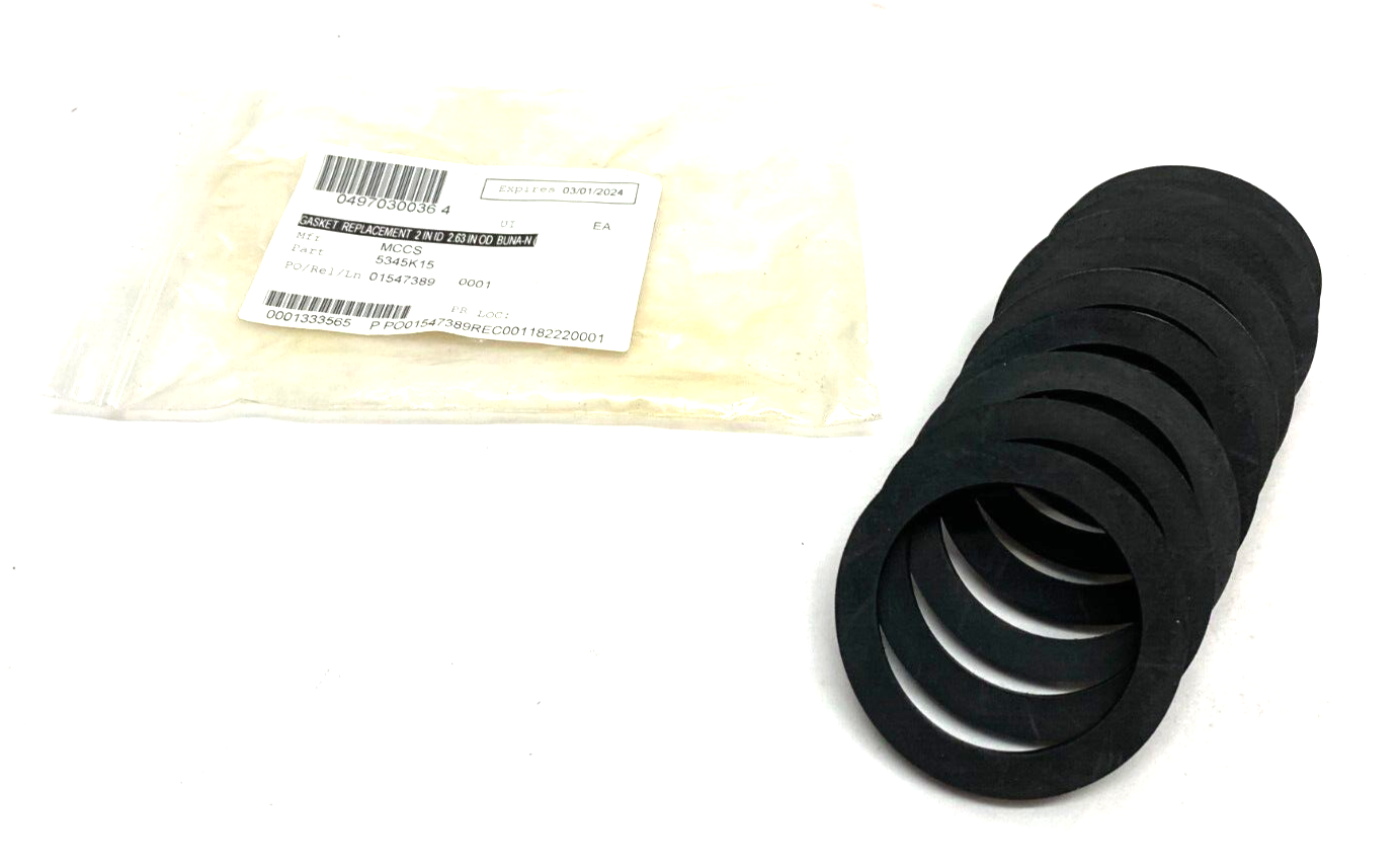 5345K15 Oil-Resistant Buna-N Gasket for Hose Couplings 2" ID 2.63" OD PKG OF 10 - Maverick Industrial Sales