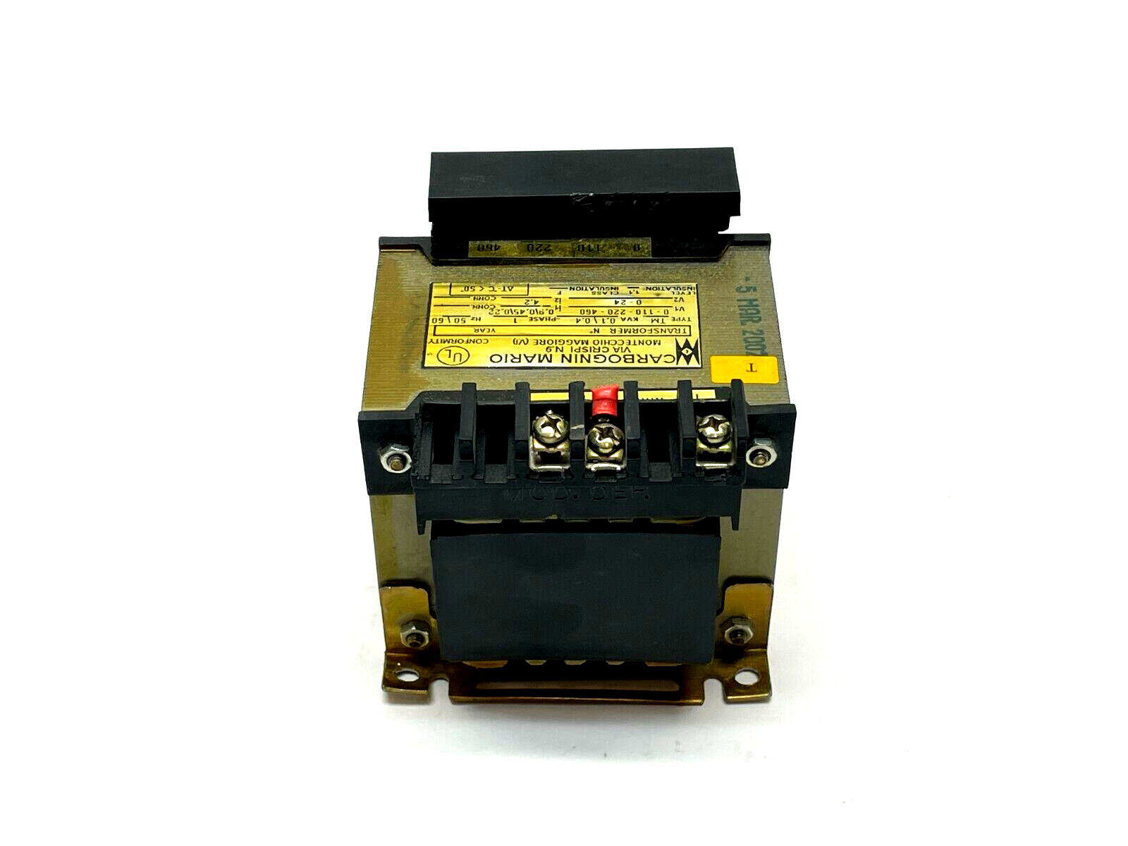 Carbognin Mario N.9 Single Phase Transformer Type TM 0/110/220/460 50/60Hz - Maverick Industrial Sales