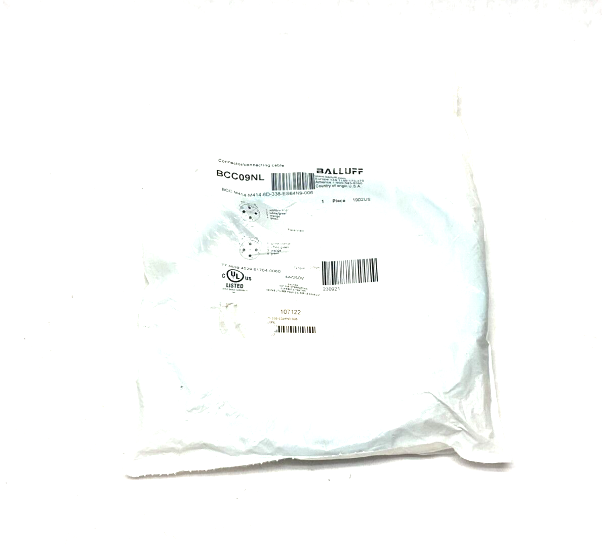 Balluff BCC09NL Double Ended Cordset M12 Male BCC M414-M414-6D-338-ES64N9-006 - Maverick Industrial Sales